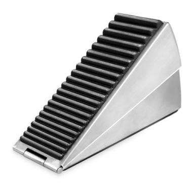 Imagem de Rolhas de porta resistentes para batente inferior da porta, rolha de porta grande ajustável com mola, cunha de borracha de 7,6 cm de altura para porta de hotel azulejo de concreto de madeira (prata-1