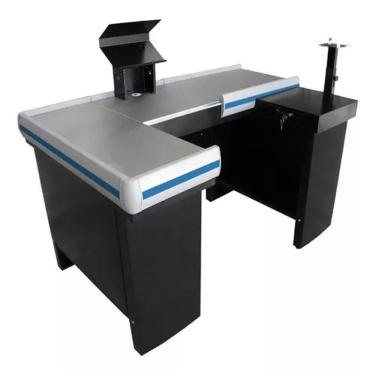 Imagem de Check-out Caixa Supermercado Kit Para Automação Gaveta 1,55 Cor Preto Perfil Azul