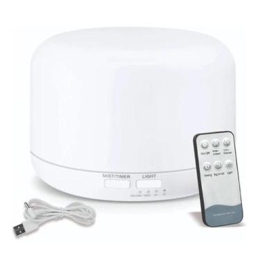 Imagem de Difusor Elétrico Aroma Ultrassônico Com Led 300Ml Branco - Top Total