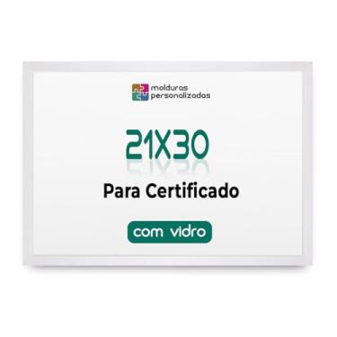 Imagem de Moldura Quadro A4 21x30 com Vidro para Imagem Foto Certificado Diploma (Branco)