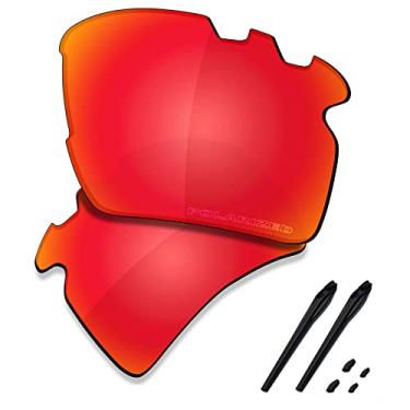 Imagem de SAUCER Lentes de reposição premium e kits de borracha para óculos de sol Oakley Flak 2.0 XL ventilados OO9188 de alta definição - vermelho fogo polarizado