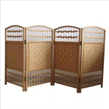 Imagem de Divisor De Tela De Berçário De Vime, área De Taxa De área Tela Infantil Móvel Área De Recreação Dobrável Tela Pequena, Natural-4 Panel, 80x160cm