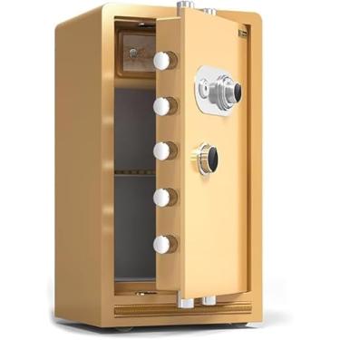 Imagem de Cofre De Documentos Para Escritório E Casa Caixa De Segurança De Dinheiro Com Trava De Segurança Mecânica Grande Armário De Segurança, Golden, L*W*H-45cm*38cm*80cm