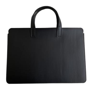 Imagem de Capa de Notebook，Sacola com AlçA Pasta Maleta para Notebook Couro Preto(Preto)