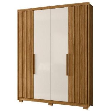 Imagem de Guarda Roupas Solteiro Ripado 4 Portas 3 Gavetas Califórnia Madeirado/