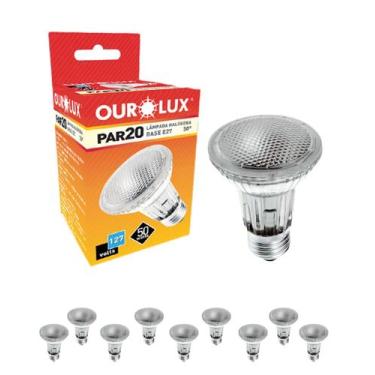 Imagem de 10 Lâmpadas Halógenas Ourolux PAR20 50W 127V E27 Cor da Luz 2800K Amar