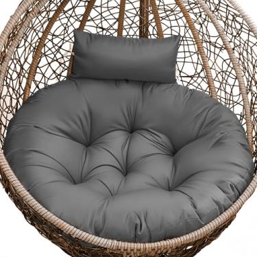 Imagem de Tycdiose Almofada de substituição para cadeira de ovo para uso externo, cesta suspensa espessa almofada para cadeira de ovo à prova d'água Papasan almofadas para cadeiras com encosto de cabeça