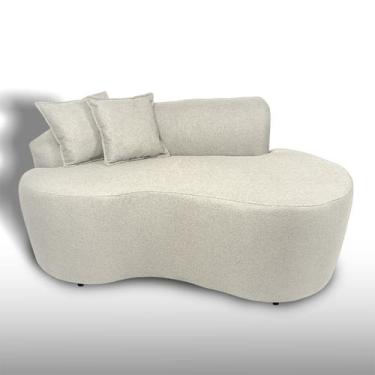 Imagem de Sofá Decorativo Curvo 2 Lugares Feijão Forma Orgânica Linho Trento - A