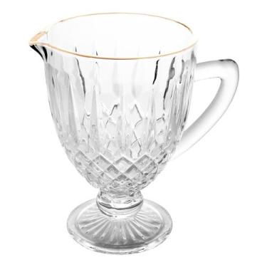 Imagem de Jarra de Vidro Greek para Água e Suco Fio de Ouro Borda Dourada 1L Wol