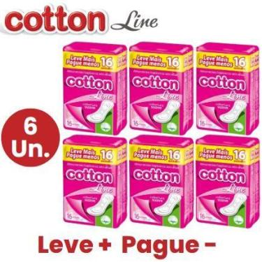 Imagem de Absorvente Cotton Line Suave Sem abas - Kit Com 6 Unidades