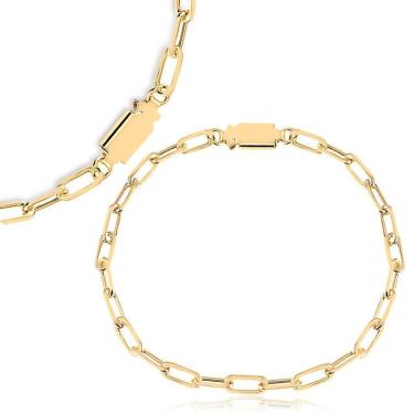 Imagem de Pulseira Masculina Elo Cartie Banhada A Ouro 18K 4Mm