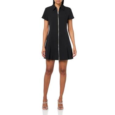 Imagem de HUGO Minivestido feminino com gola e saia, Brilho preto, 40