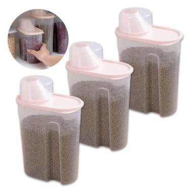 Imagem de 3 Un Pote 1,9L Porta Mantimentos Organizador Alimentos Armário Cozinha