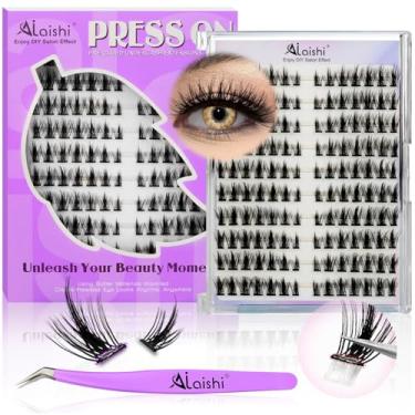 Imagem de Cluster Eyelash Kit, DIY Cluster Eyelash Extensions 10-18mm,120pcs Soft Natural Eyelashes with Eyelash Tweezers-Fake Natural Cat Eye Eyelashes in Individual Clusters (NG LLB1)