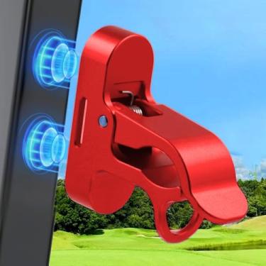 Imagem de Pacote com 2 clipes magnéticos de suporte de golfe para carrinho de golfe com design de gancho, suporte de carrinho de golfe de liga de alumínio com aderência segura e alça de gancho e laço