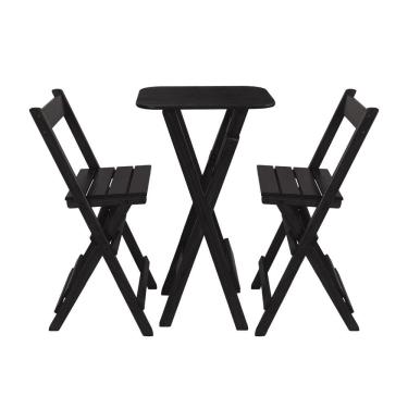 Imagem de Mesinha Bistrô Alta com 2 Banquetas Dobravel Bares Preto