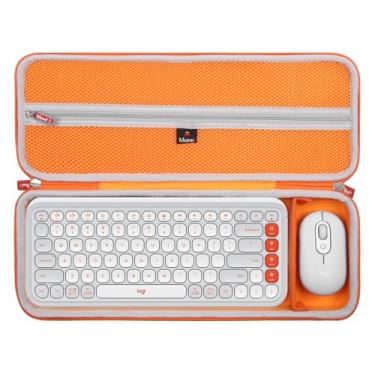 Imagem de Mchoi Capa de teclado compatível com teclado Logitech POP ICON, apenas capa, cinza laranja