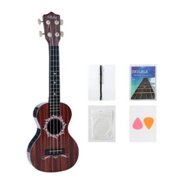 Imagem de Almencla Brinquedo de Violão Ukulele Infantil, 21 Polegadas, Aprendizado Clássico, Grão de Madeira Marrom