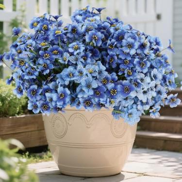 Imagem de 24 pacotes de flores artificiais para uso interno e externo, flores violetas simuladas resistentes a UV, flores de seda, cores resistentes, molduras de janela de varanda externa para decoração de