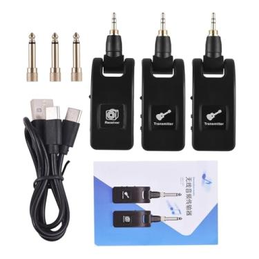 Imagem de 2.4g de guitarra sem fio Receptor de transmissor portátil recarregável Conjunto de 10 horas Tempo de trabalho 220 graus plugue rotativo e reprodução para guitarra de guitarra (1 receptor com 2