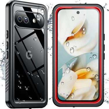 Imagem de SPIDERCASE Capa à prova d'água para Google Pixel 9a, à prova de quedas militares de 3 m, à prova d'água IP68, proteção total de 360°, capa protetora resistente para Pixel 9a de 6,3 polegadas, vermelha