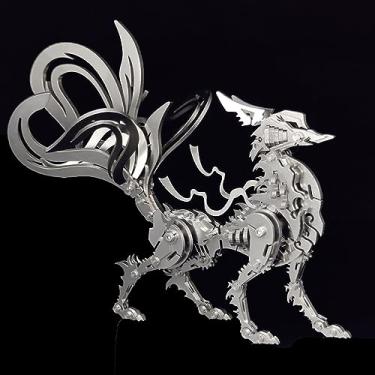 Imagem de Microworld Kits De Modelos Metal 3D, Quebra-Cabeças Grandes Raposa Nove Caudas, Da Coleção Steel Warcraft Para Adultos, Animais Diy Decoração Casa
