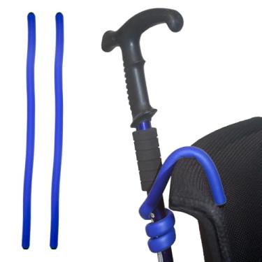 Imagem de Suporte de bengala dobrável para muletas, gancho flexível, cabide dobrável para usuários de muletas e cadeiras de rodas - azul