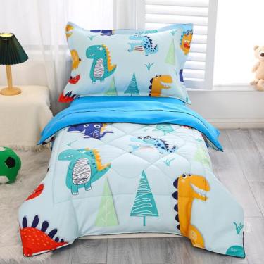 Imagem de Conjunto de roupa de cama infantil Wowelife Dinosaur para meninos e me