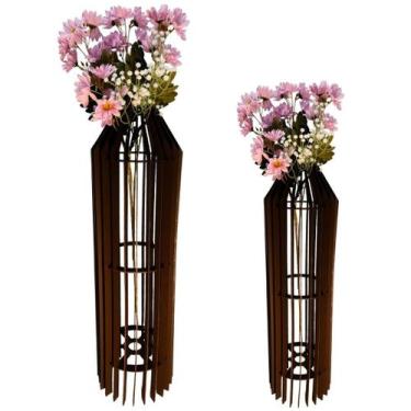 Imagem de Vaso de Chão Decorativo Grande MDF PENEDO - LENOBRE, Preto, Kit com 2 