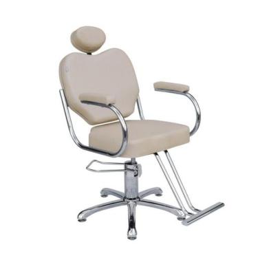Imagem de Cadeira Poltrona Hidráulica Talita Fixa estofado Bege acetinado - move
