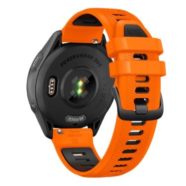 Imagem de Pulseira de relógio de liberação rápida de 22 mm para Garmin Forerunner 265/Forerunner 255/Vivoactive 4/Venu 3/Venu 2 - pulseira de silicone macio de substituição (laranja/preta)