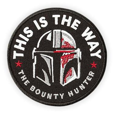 Imagem de Patch redondo Bounty Hunter - This is The Way Mandalorian - Emblema Moral da série Star Wars TV - Ferro bordado - Tamanho: 8,9 x 8,9 cm