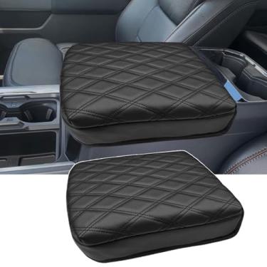 Imagem de Zxiaochun Capa de apoio de braço do console central para F250 F350 F450 F550 2023-2025, tampa do descanso do braço do assento do balde PU couro protetor de almofada acessórios interiores, preto