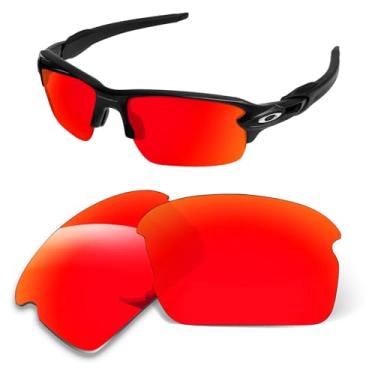 Imagem de Lentes de substituição de 1,6 mm compatíveis com óculos de sol Oakley Kids Flak XS OJ9005 juvenil, antirriscos (laranja vermelho espelhado)