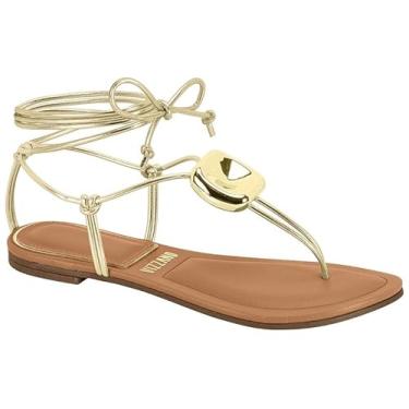 Imagem de Rasteira Feminina Vizzano – Amarração, Confortável, Macia e para o Dia a Dia (Dourado, BR, Adulto, Numérico, 35)