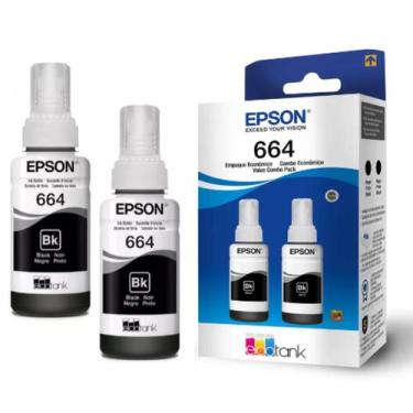 Imagem de Kit 02 Refil de Tinta Preta T664 Para Epson L375 L395 L396 L355 L365 -