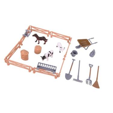 Imagem de Esquirla Figuras de animais de fazenda, modelos de figuras, cenário, jardim de fadas, decoração realista, mesa de areia, cena de brinquedo, micro paisagem para, 22 Peças Não Veículo
