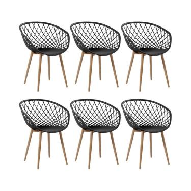 Imagem de Kit 6 Cadeiras Clarice Nest Wood Com Apoio de Braço Preto
