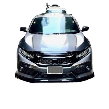 Imagem de 2016-2021 compatível com Civic 10ª geração FK7 Hatchback SI 2 e 4 portas para-choque dianteiro spoiler spoiler dianteiro pá surround peças automotivas(Glossy Black)