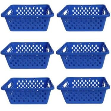 Imagem de Kit 6 Cestos Organizadores Pequeno 800 ML Azul 16x12x6cm - Ercaplast