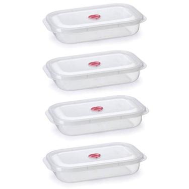 Imagem de Kit 4 Potes Raso C/ Válvula Para Alimentos 1,9L Transparente - Nitron