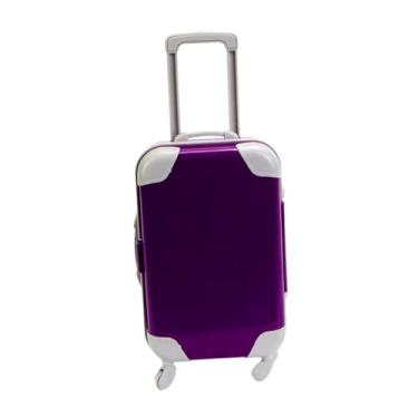 Imagem de Kokiya Mala de boneca de 18 polegadas, mala de brinquedo para bebê, mini carrinho, de viagem com rodinhas, mini de viagem para festa infantil, Roxo