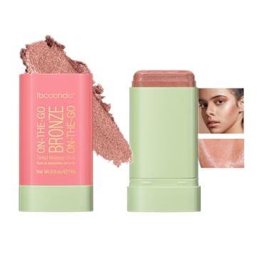Imagem de SeleneTenderaes Bastão bronzeador, bastão de contorno facial, bastão de contorno de creme, bastão de contorno facial, maquiagem de contorno de destaque de longa duração, bronzeador facial, 01, brilho