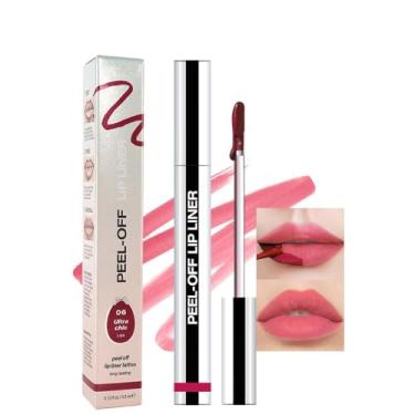 Imagem de Mivota Tatuagem de delineador labial líquido fosco – vermelho rosado, brilho labial à prova d'água à prova de manchas, fórmula antiaderente de longa duração, design destacável natural para todos os