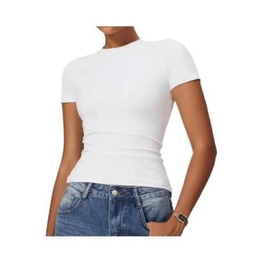 Imagem de Camiseta Esportiva Feminina De Verão Manga Curta Gola Redonda Respiráv