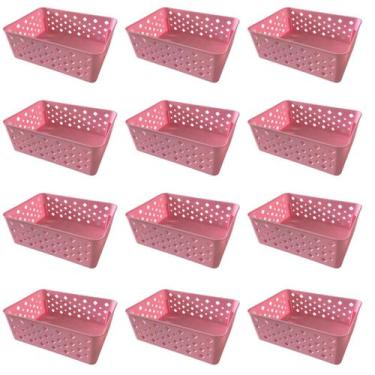 Imagem de Kit 12 Cestos Multiuso Organizador Empilhável Gaveta 19x14x6 - Triopla