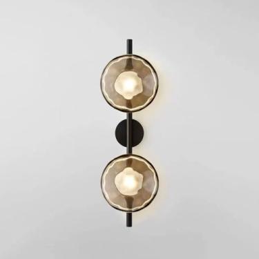 Imagem de Arandela De Parede De Arte De Design Minimalista 65 Cm Led Lâmpada De Parede Longa Com Sombra De Vidro Transparente Redonda Luminária De Parede Criativa Interna 300, Svart+smoke Gray Shade