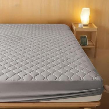Imagem de Capa Protetora ImpermeáVel Para ColchãO Casal Queen/King - 100% ImpermeáVel AntiáCaros HipoalergêNica - Capa Matelada Com EláStico Para ColchãO Box E Espuma(Cinza,Casal)