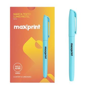 Imagem de Kit 12 Caneta Marca Texto Azul Pastel Lumis Maxprint