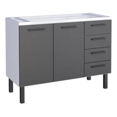 Imagem de Gabinete Armario Cozinha Juno 1.20 Mt -2 Portas  4 Gavetas - 100% Aço 